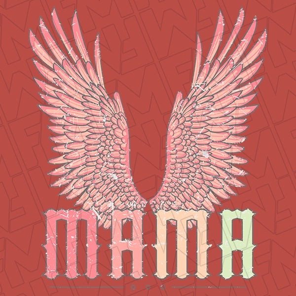 Rocker Mama Wings DTF Transfer applied to a shirt