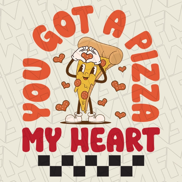 You Got a Pizza My Heart Funny Kids Valentines DTF Transfer applied to a shirt