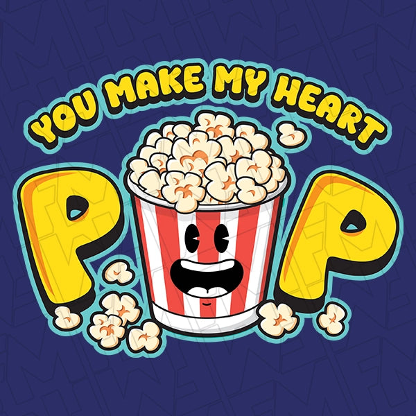 You Make My Heart Pop Funny Kids Valentines DTF Transfer applied to a shirt