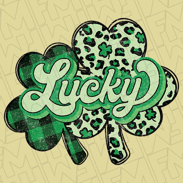 Lucky Leopard Plaid Shamrocks DTF Transfer applied to a shirt