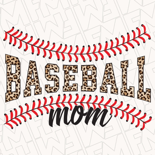 Leopard Baseball Mom Stitches DTF Transfer applied to a shirt