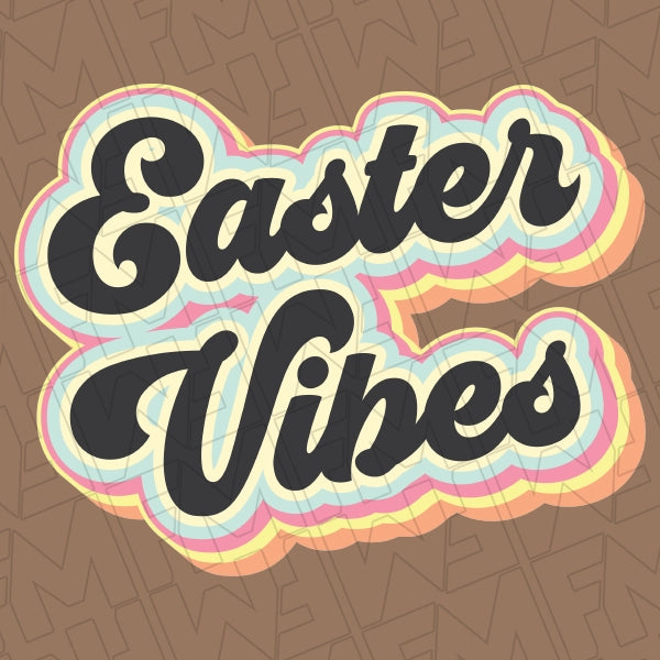 Easter Vibes Retro Script DTF Transfer applied to a shirt