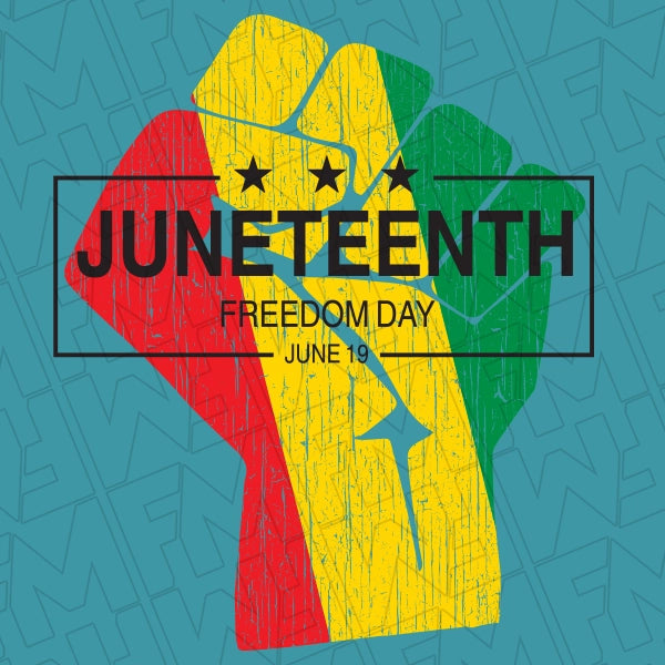 3 Stars Juneteenth Freedom Day Juneteenth Fist DTF Transfer applied to a shirt