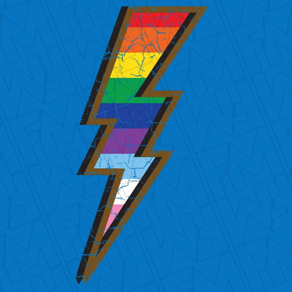 Inclusive Lightening Bolt LGBTQ Pride DTF Transfer applied to a shirt